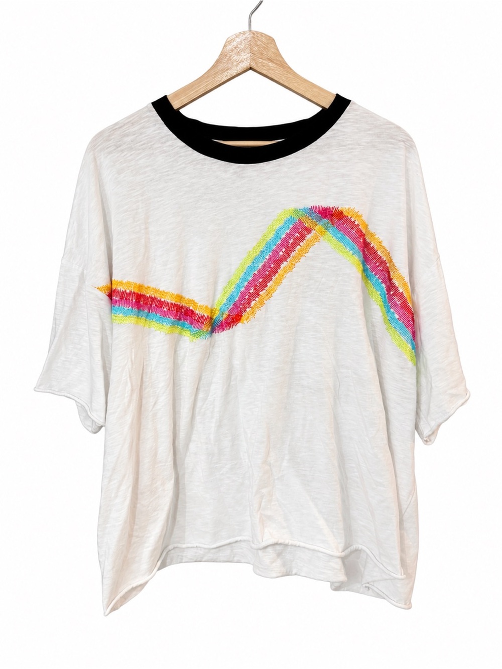 Disney Parks EPCOT Rainbow Embroidered Ringer Tee XXL